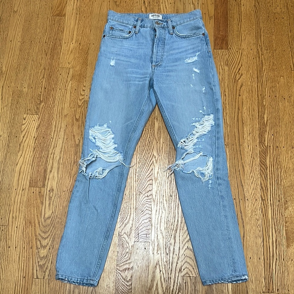 Agolde distressed light wash denim size 25